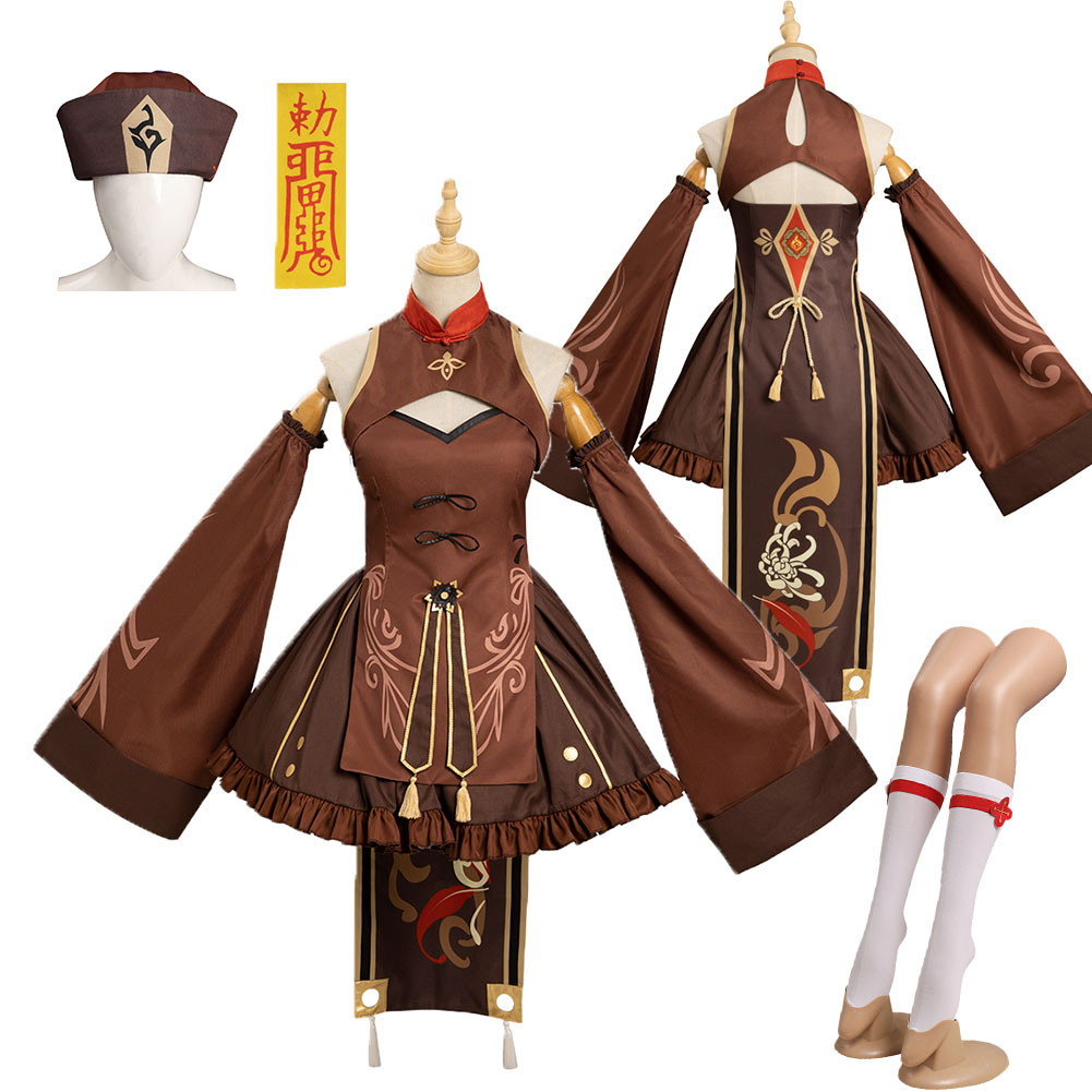Hu Tao Cosplay Costume Zombie‘s Style Dress Outfits Game Genshin Impact sguise Hat Dress Woman Hallo