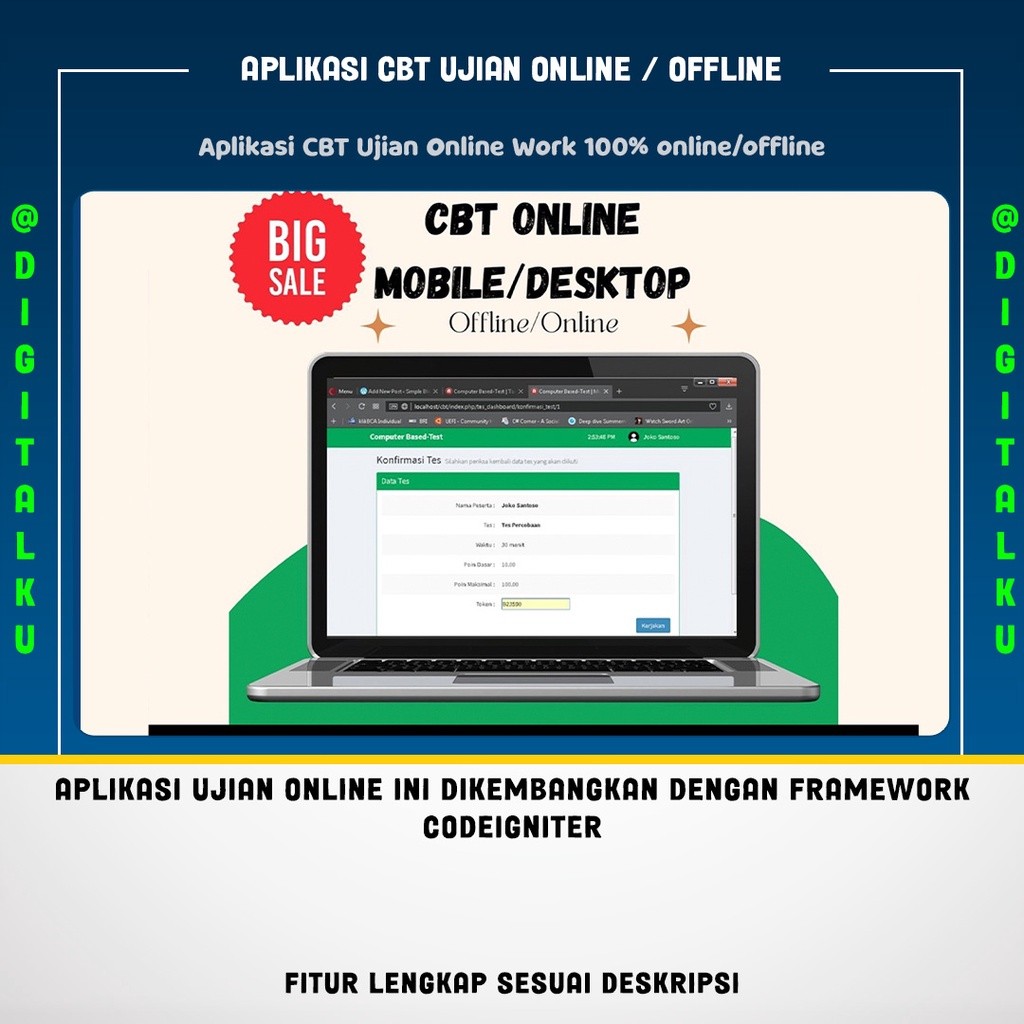 Aplikasi CBT Ujian Online Work 100% online/offline