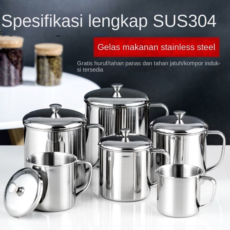 MUG STAINLESS + TUTUP / GELAS STAINLESS / GELAS TUTUP STAINLESS/ MUG STAINLESS STEEL/