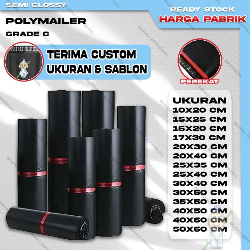 

Plastik Packing Polymailer Kantong Packing Olshop Lem isi 100 HITAM