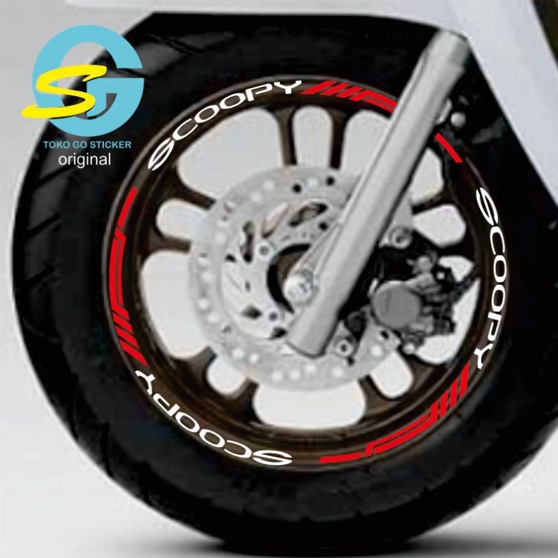 

Stiker Velg/pelek Scoopy, Ring 12, Sudah Semua Sisi Depan Belakang, Sticker Scoopy