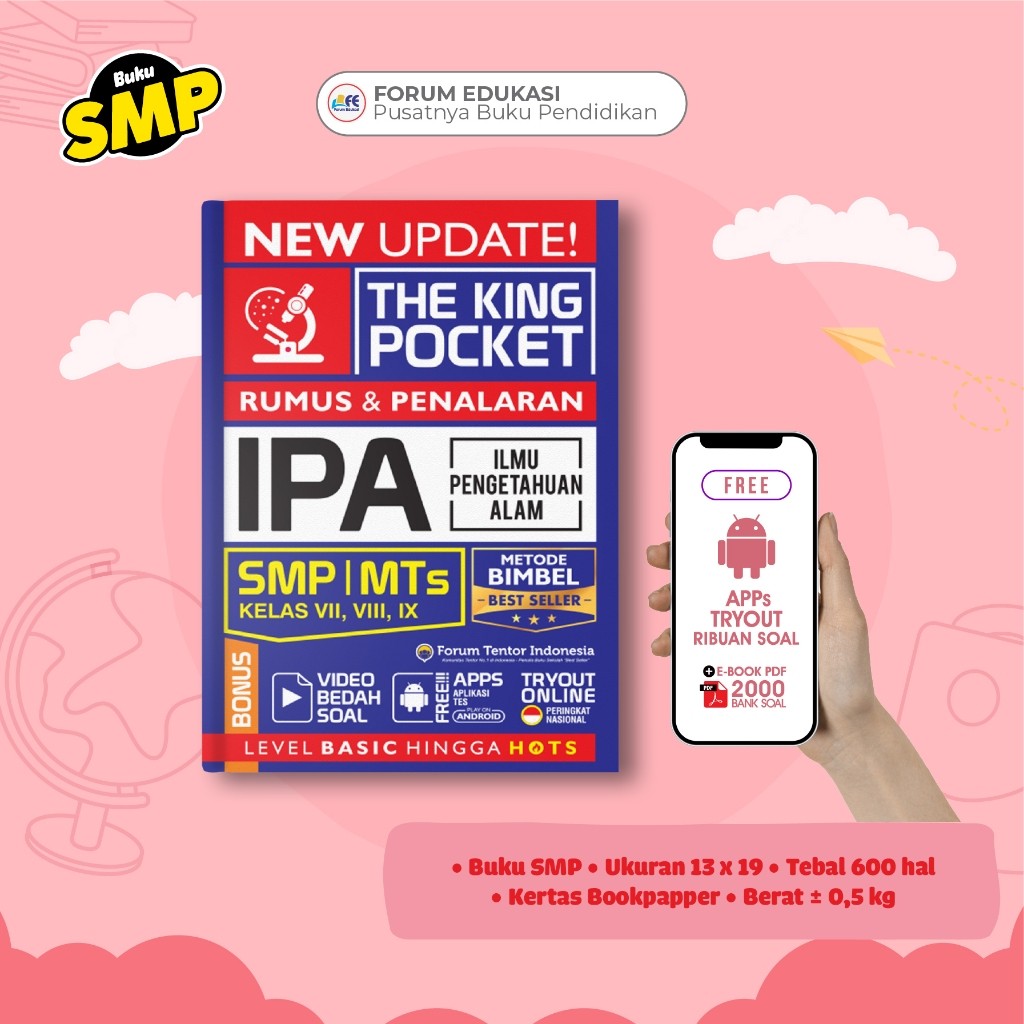 Buku  SMP The King Pocket Rumus Dan Penalaran IPA SMP MTS Kelas Vii, Viii, I