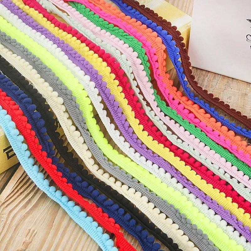 

10/5Yards Mini Pompoms Hair Ball Lace Trim Ribbon 11mm Pompom Fringe Ribbon Sewing Lace Kintted Fabric Handmade Craft Decoration