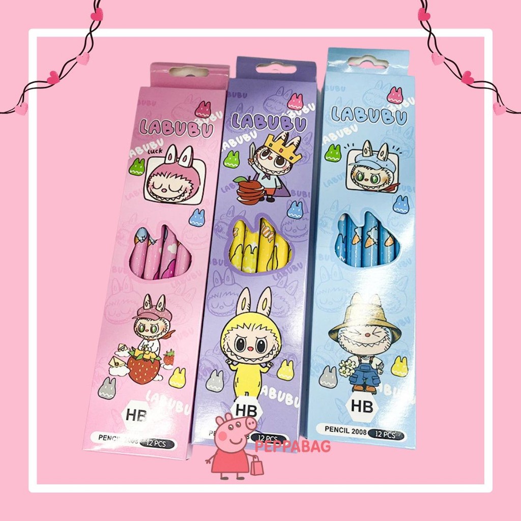 

(12 pcs) Pensil HB Karakter / Pencil Kayu HB Fancy Kartun Labubu Lucu - ES0492