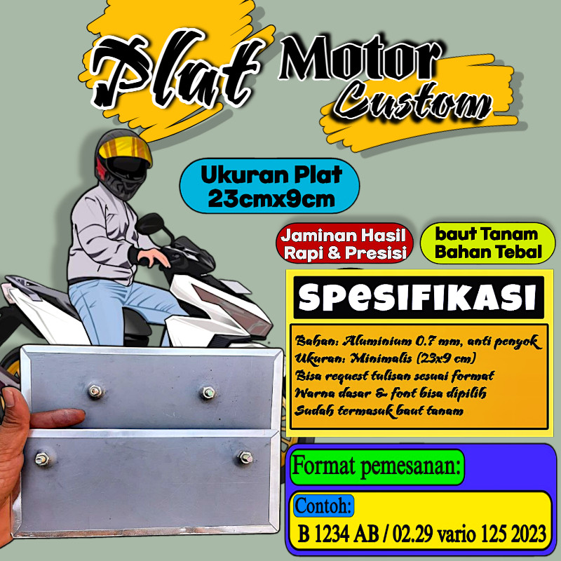 Plat Putih Bebas Custom