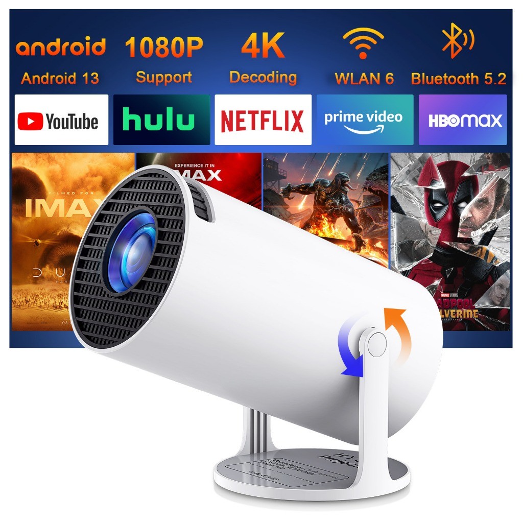 QIAOLET HY300 Proyektor Android 13os Smart Proyektor 180 ANSI Home Cinema Portabel 5g WiFi 720P Proj