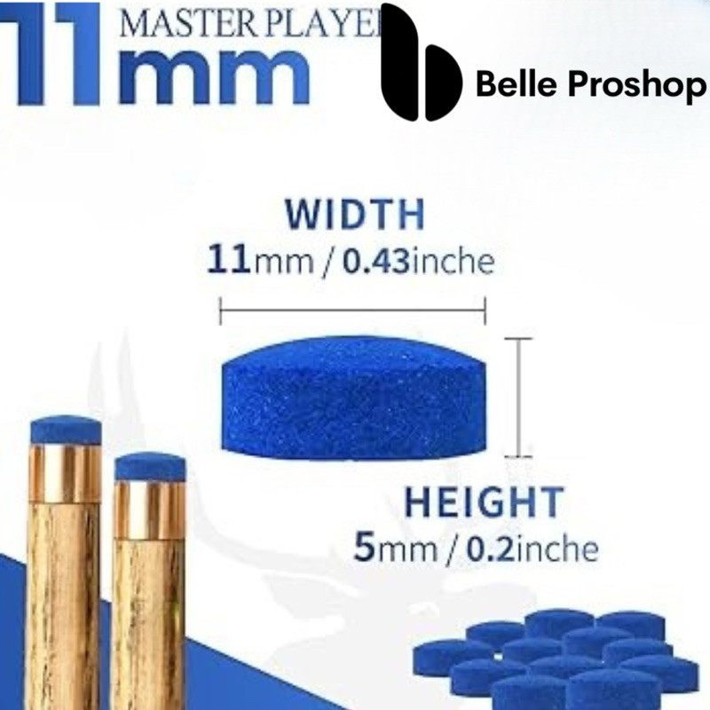 Termurah Scorpion 10mm - 11mm Master Tip Stick Billiard, Blue Cue Tip Soft
