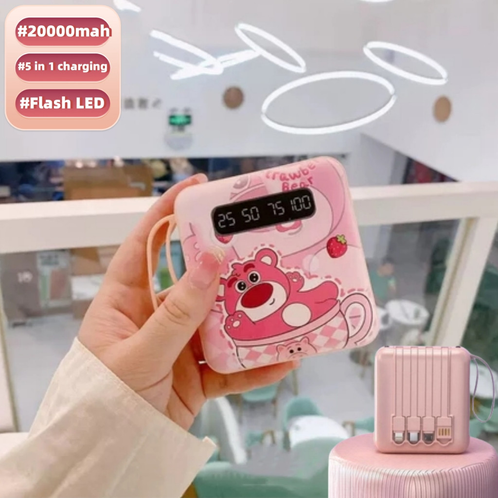 Mini Power Bank 20000mAh Portable Powerbank pawer bank original 100% ori Fast Charging with 4in1 Kab