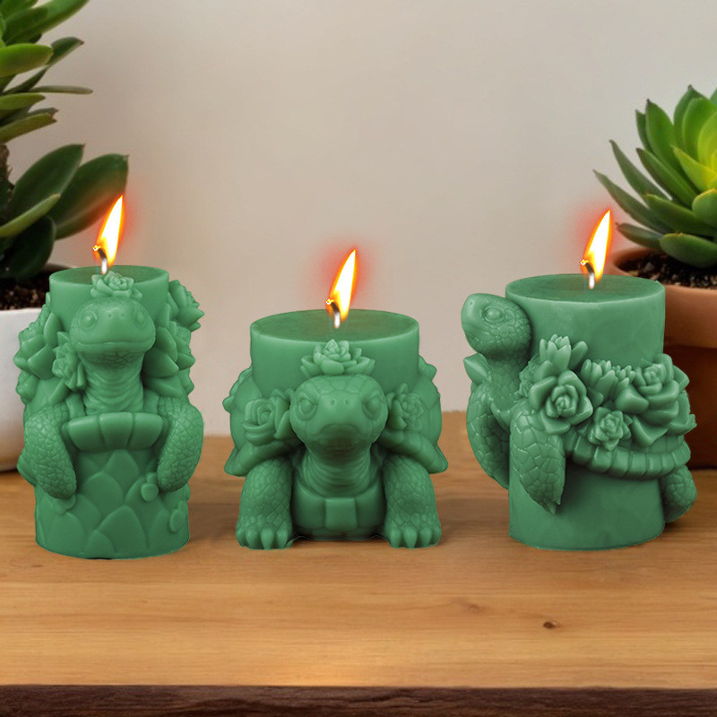 

3D Cute Turtle Series Candle Silicone Mold DIY Sea Turtle Shape Cylinderical Aromatherapy Candle Plaster Resin Mould Home Decor