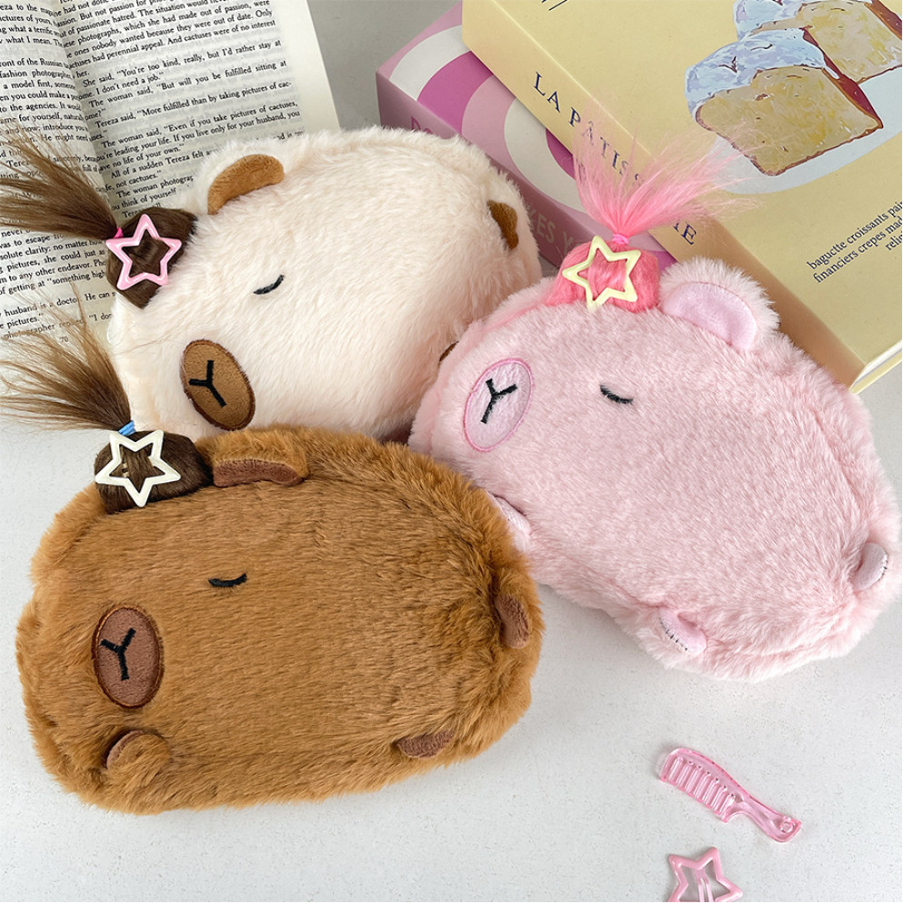 

Funny Animal Pencil Case Motif Capybara Fluffy Stationery Bag For Kids Pouch Pencil Karakter Lucu