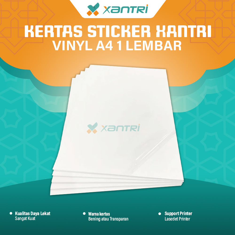 

Xantri - Stiker Vinyl Transparant Stiker Bening Kertas Transparan Glossy A4