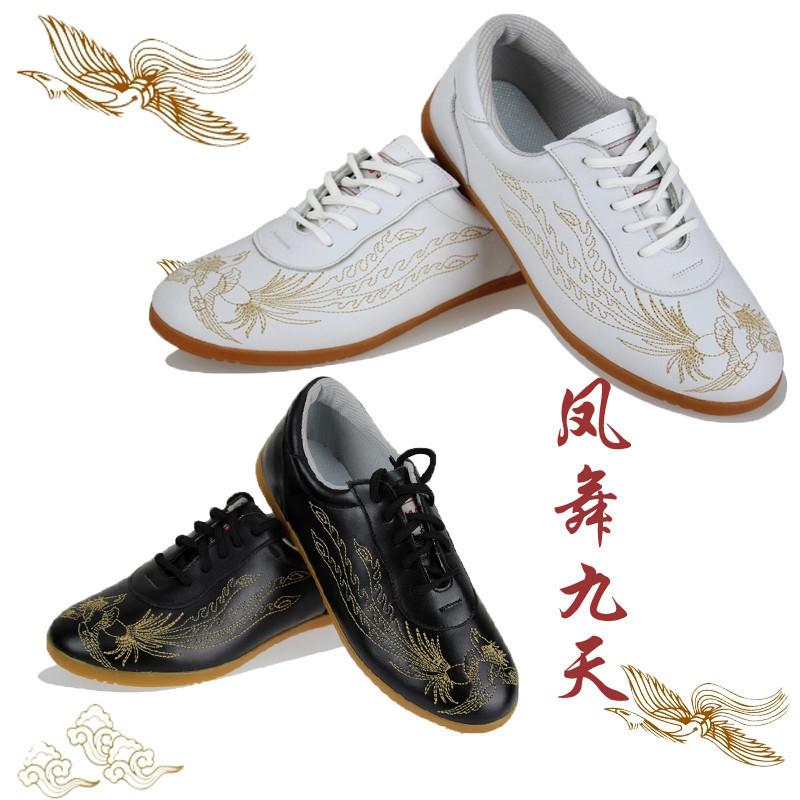 unisex cowhide Martial arts dragon phoenix performance shoes kung fu wushu tai chi training shoes