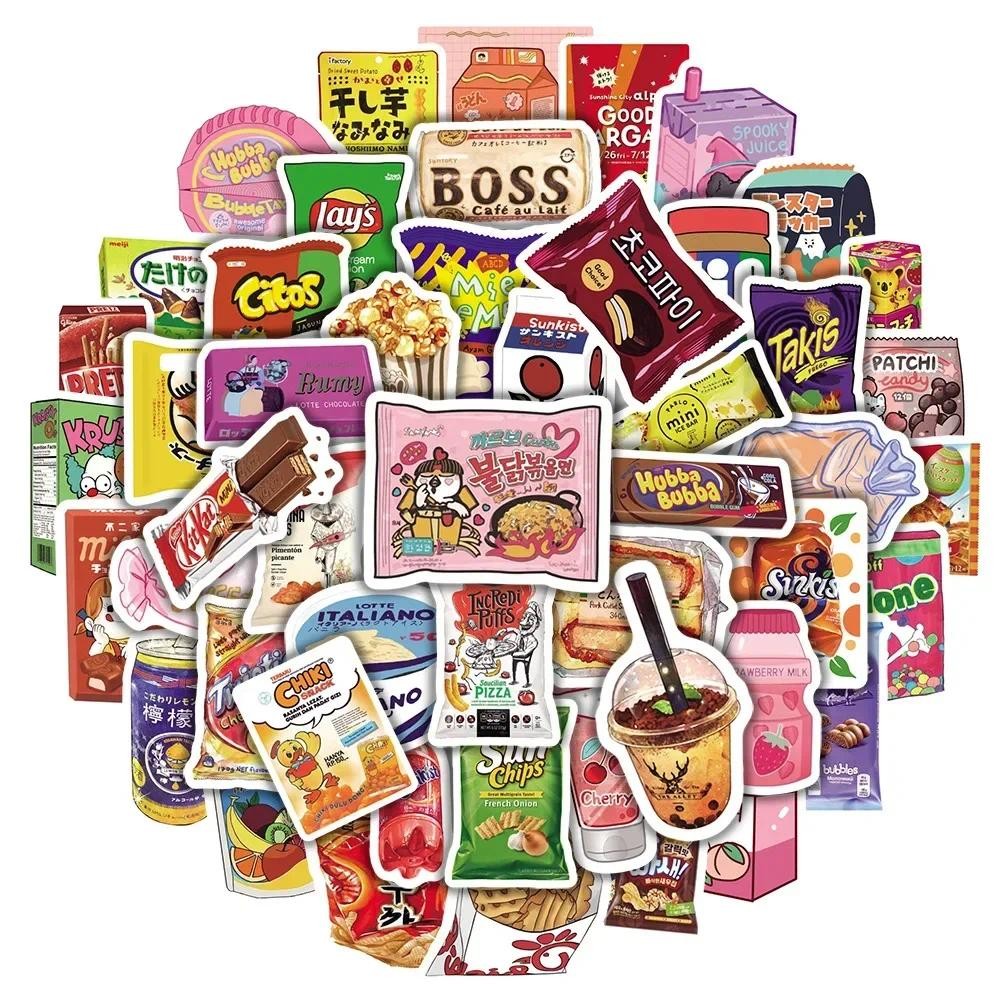 

50Pcs Cartoon Snacks Food Graffiti Stickers Waterproof Phone Bike Motorcycle Cool Wall Car Sticker for Kids Toys Decal