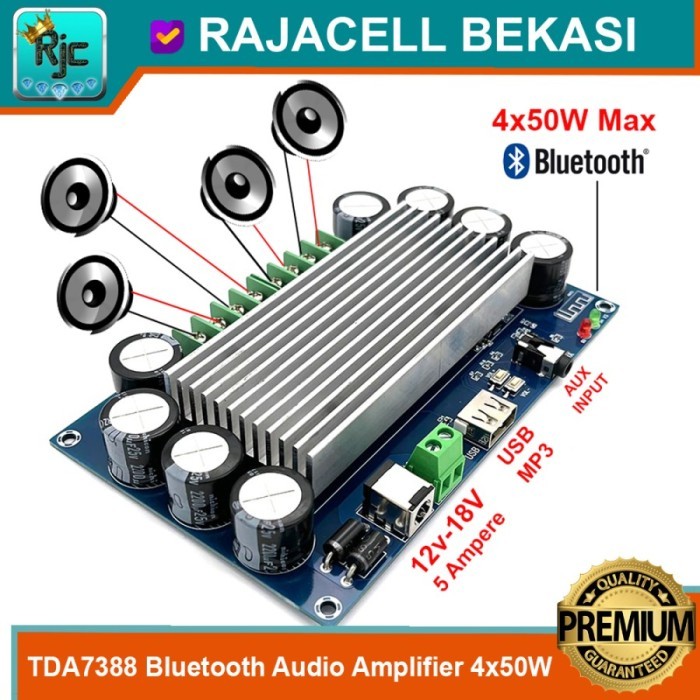 AMD99 XH-A397 Bluetooth Audio Amplifier Quadro 4x 50W TDA7388 Car Amplifier