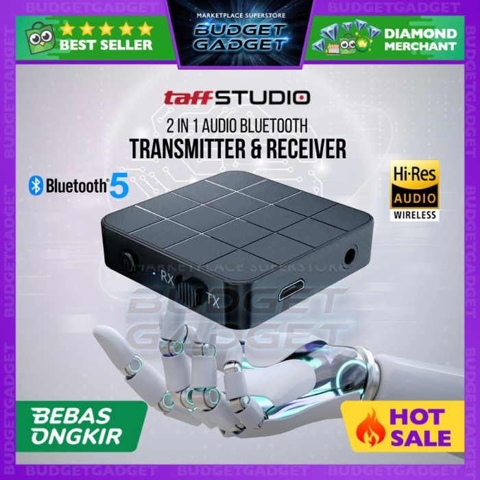 BEST Promo TaffSTUDIO 2in1 Audio Bluetooth 5.0 Transmitter & Receiver 3.5mm KN321 - KN321