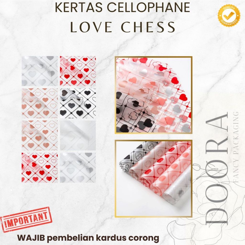 

Kertas Cellophane Buket Bunga Love Chess [20lembar]