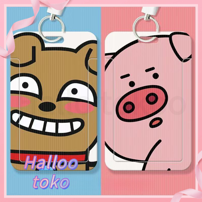 

ID CARD HOLDER MOTIF KAWAII TEMPAT KARTU PHOTOCARD PHOTO CARD Pelindung + Tali,Anjing dan babi yang lucu dan nakal