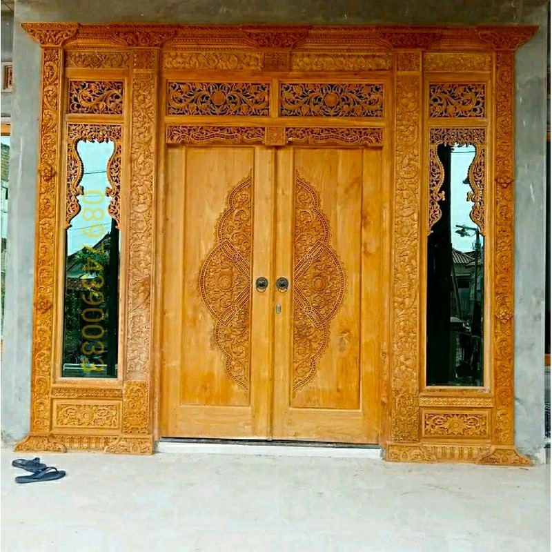 Pintu Gebyok Custom Minimalis, Pintu Gebyok Jati Ukir Jepara 300 x 270cm