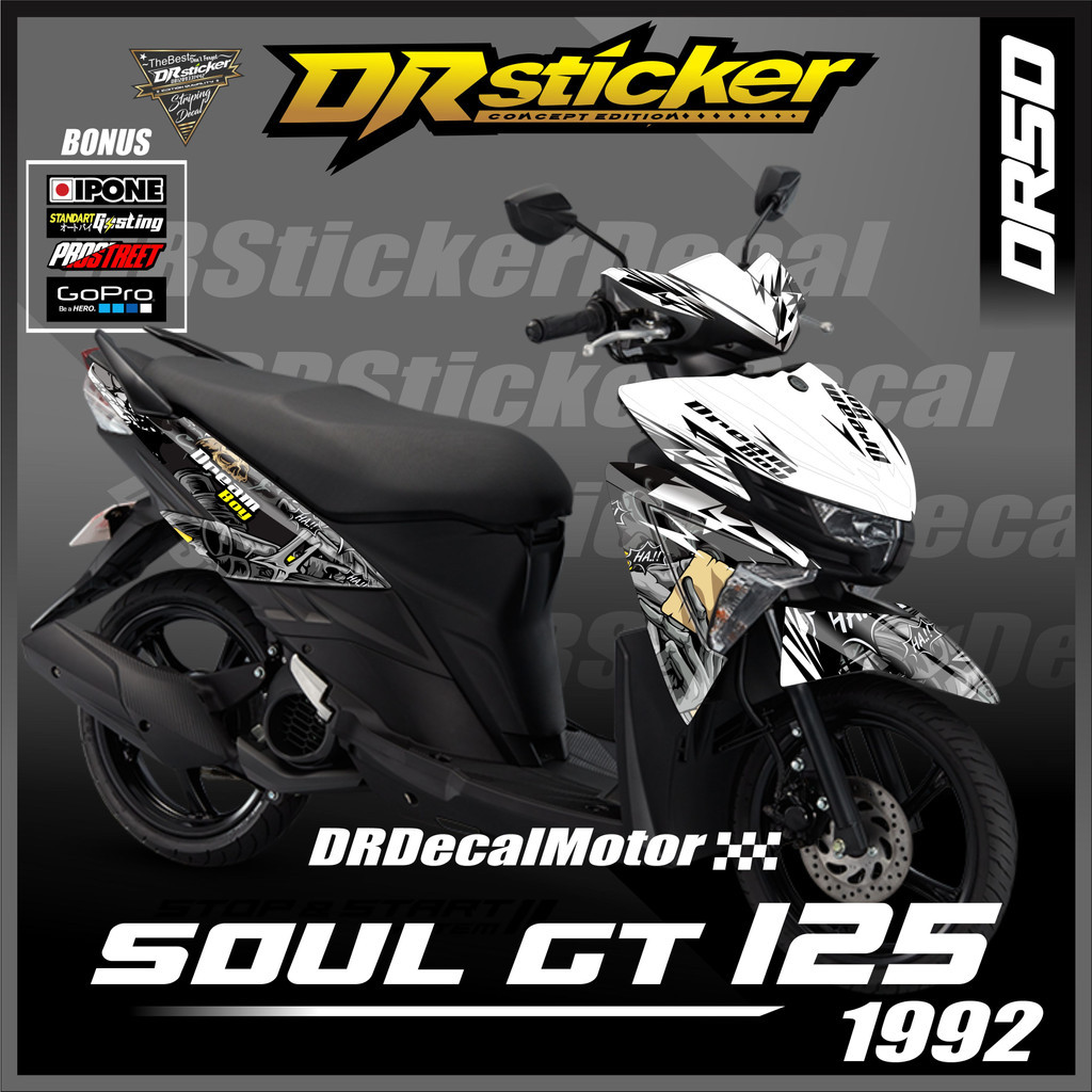 stiker motor soul gt 125 decal fullbody aksesoris motor yamaha cover body mio soul gt