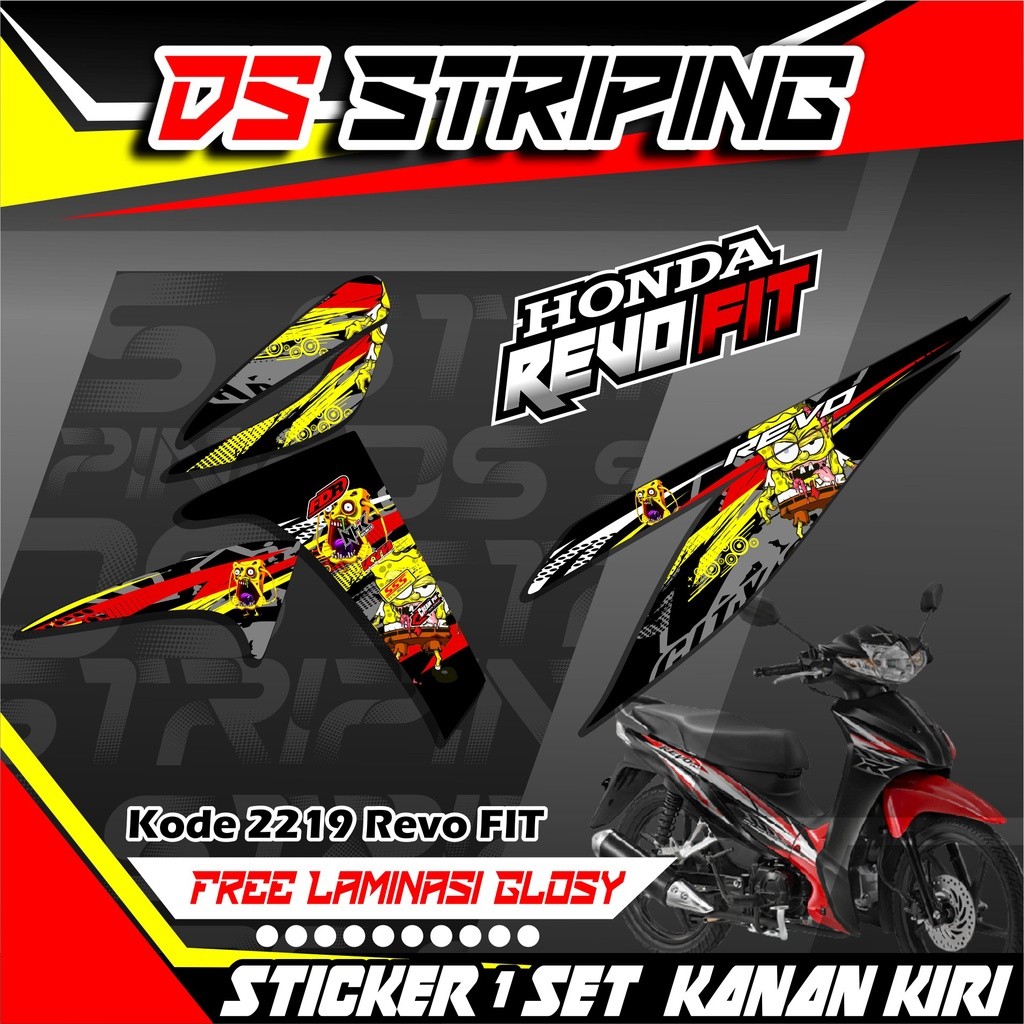 STICKER STRIPING MOTOR HONDA REVO FIT VARIASI MOTIF ZOMBIE SPONGEBOB
