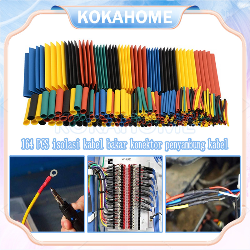 164 PCS isolasi kabel bakar konektor penyambung kabel / heat shrink tube isolasi bakar / isolasi bak