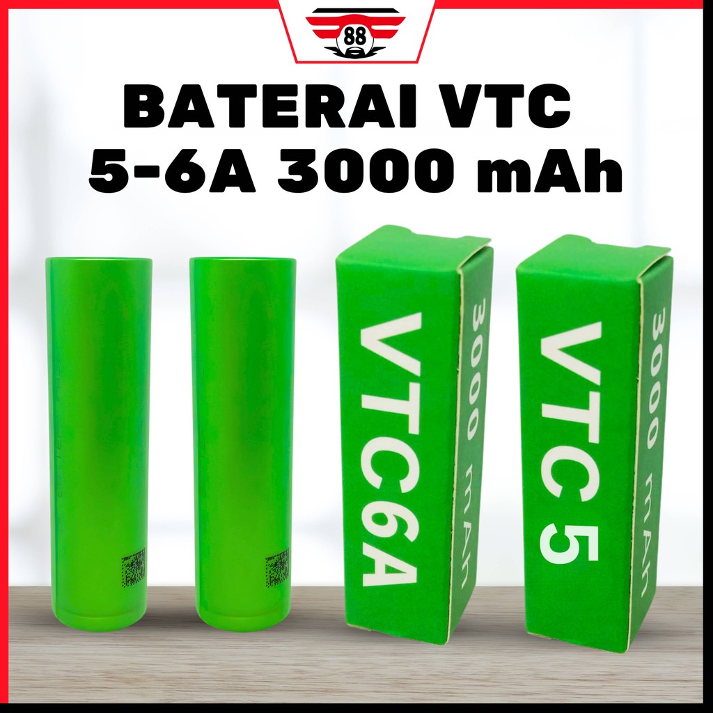Baterai VTC 5 VTC 6 Sony Authentic 18650 2600mAh 3000mAh Vape Senter Battery Original Batre Isi Ulan