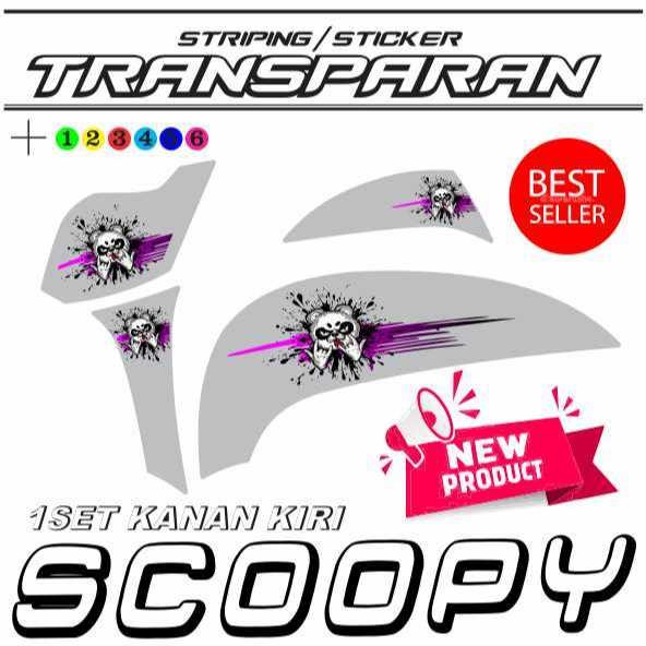 STICKER STRIPING TRANSPARAN MOTOR HONDA ALL SCOPY MOTIF BARU PANDA SIMPLE KEREN MOTIF A2 STRIPING VA