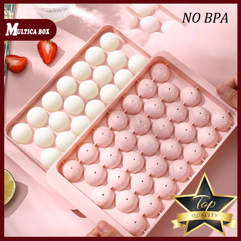 Multica Box Cetakan es batu Mini Frozen Mini 33 bundar cetakan bola es hoki koktail wiski