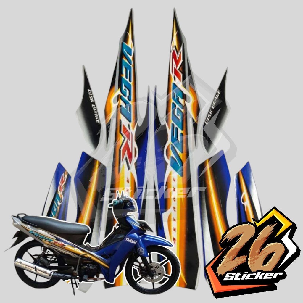 STICKER STIKER POLET LIS STRIPING MOTOR FULL BODY YAMAHA VEGA R NEW WARNA BIRU SILVER KUNING