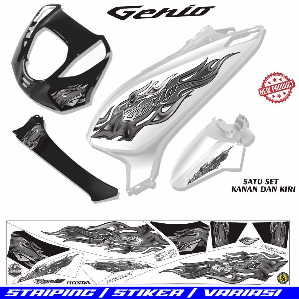 STRIPING VARIASI LIS MOTIF HONDA ALL GENIO MOTIF SIMPLE ELEGAN STIKER GENIO STIKER MOTOR