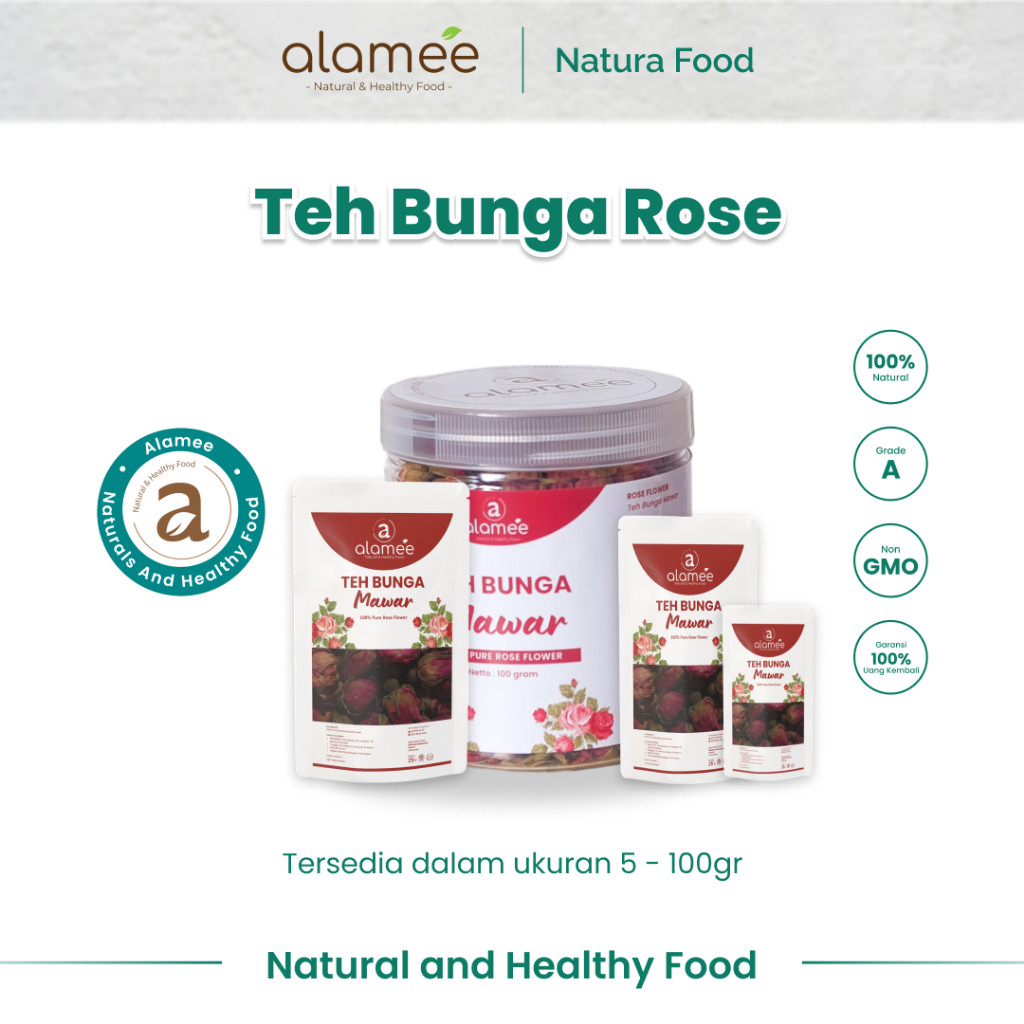 

alamee teh bunga rose menawarkan minuman herbal alami yang meledahkan dan menyegarkan tanpa tanbahan