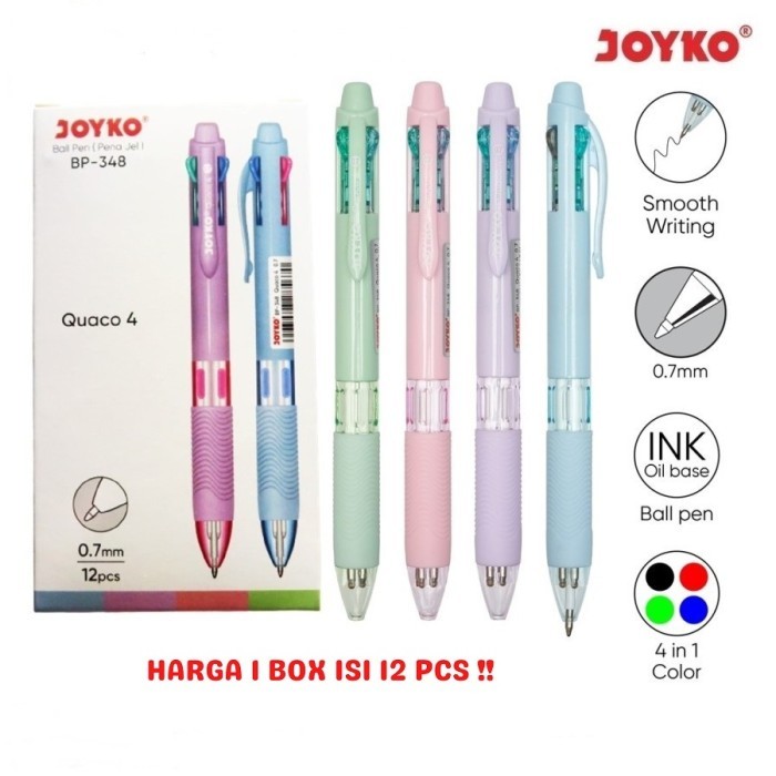

[Best Seller] Ball Pen Pulpen Pena Joyko BP-348 Quaco 4 0.7 mm 4 Warna Colors