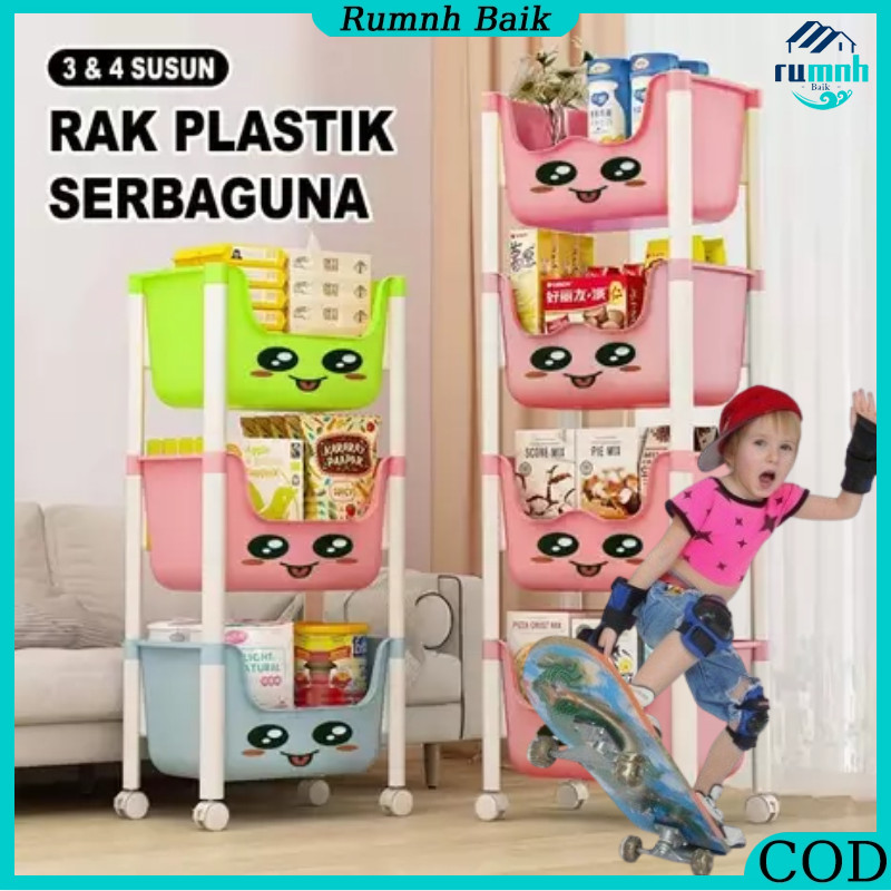 Rak Buku Anak Rak Penyimpanan Mainan/Rak Penyimpanan Troli Makanan Ringan Rumah Tangga Multifungsi