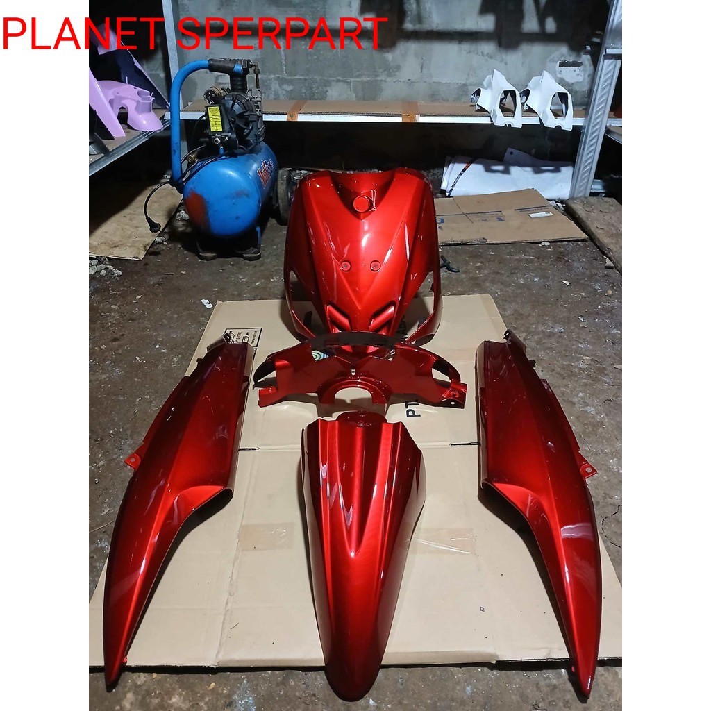 

45 cover full Body halus Yamaha Mio Sporty warna custom merah candy terang