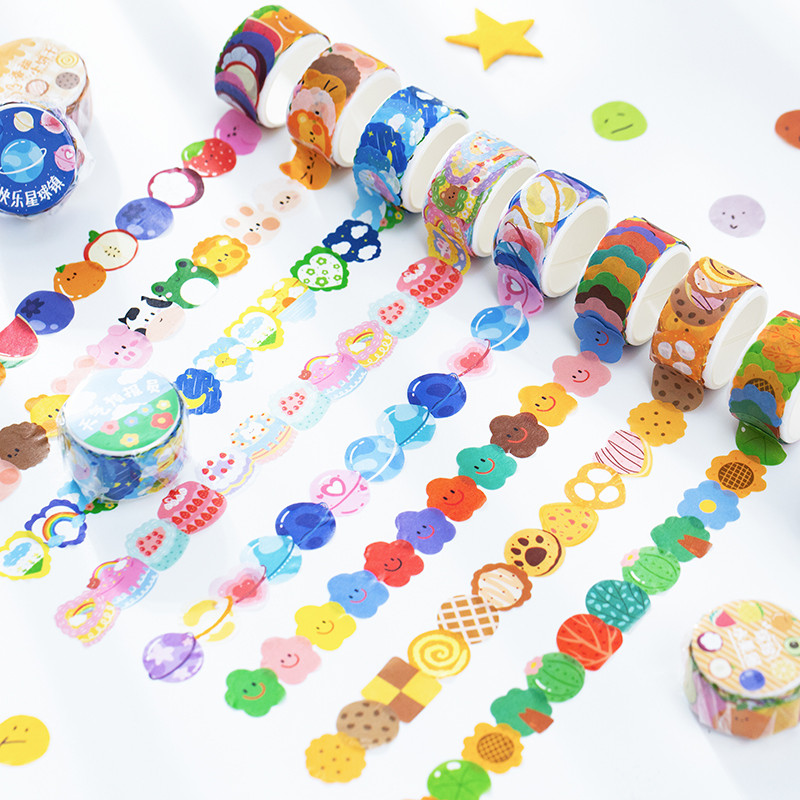 

100 PCS Cute Kawaii Cartoon Flower Fruit Animal Washi Tapes DIY Scrapbook Sticker Decorative Stationery for Diary Book Album