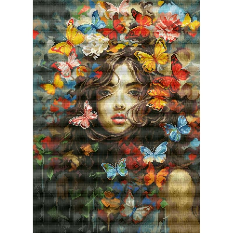 

Butterfly Fairy Character Pattern Cross Stitch Kits Aida 14CT Count 16CT 11CT Printed Canvas Fabric Embroidery Home Decor Crafts