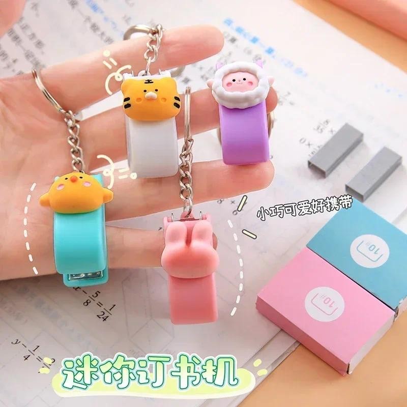 

Cute Mini Animal Stapler Creative Portable Book Binding Machines Keychains School Supplies Office Accessories Stationery Gifts
