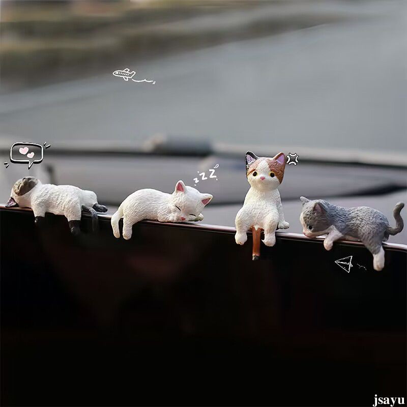 Hiasan Konsol Tengah Mobil Boneka Tidur yang Dapat Dipasang di Mobil Hiasan Desktop Kucing Kecil /La