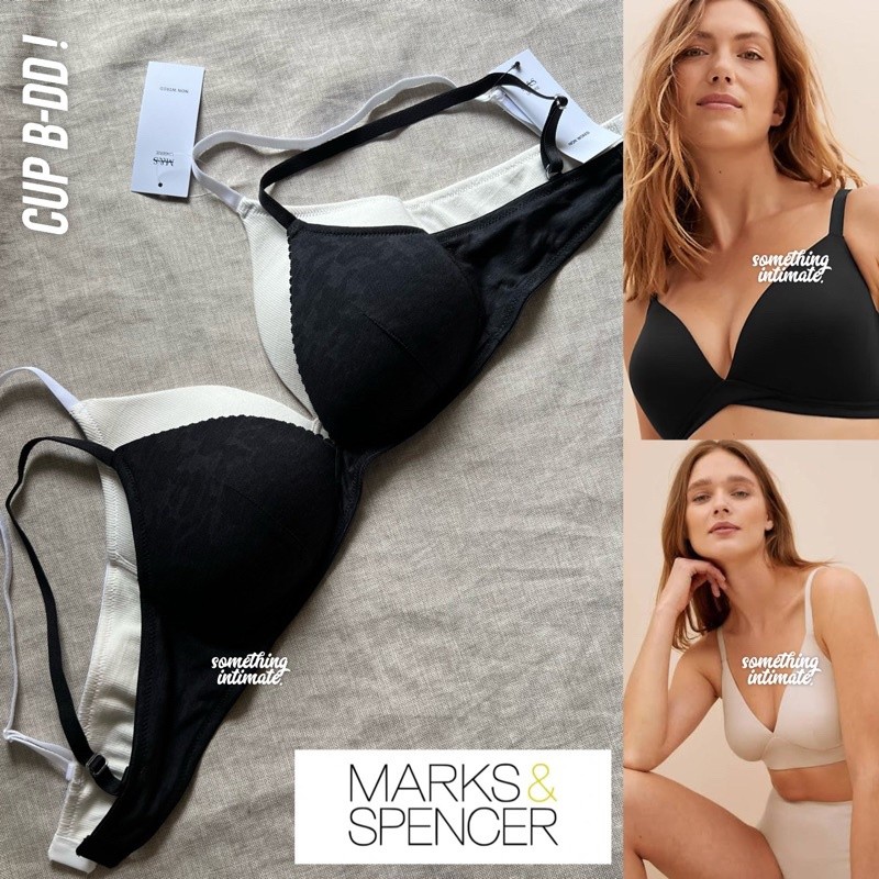 [ISI 2PC] Marks & Spencer LOUIE Comfy Non Wired Fuller Cup Plunge Tshirt Bra Big Size Busty / Full C