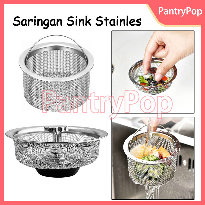 Keranjang Saringan Afur Bak Cuci Piring Wastafel Stainless Steel / Filter Penyaring Saluran Air Baha