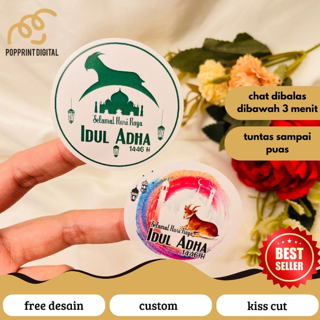 

PopPrints 2-4 Sticker Hampers Eid Bulat Sticker Selamat Hari Raya Idul Adha Free Desain Custom