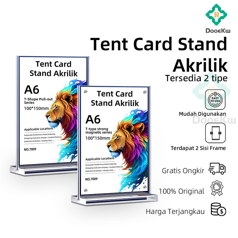 

(COD)Tempat Brosur A6 1.5mm Portrait 2 Sisi / Tent Holder / Tent Card Stand Akrilik