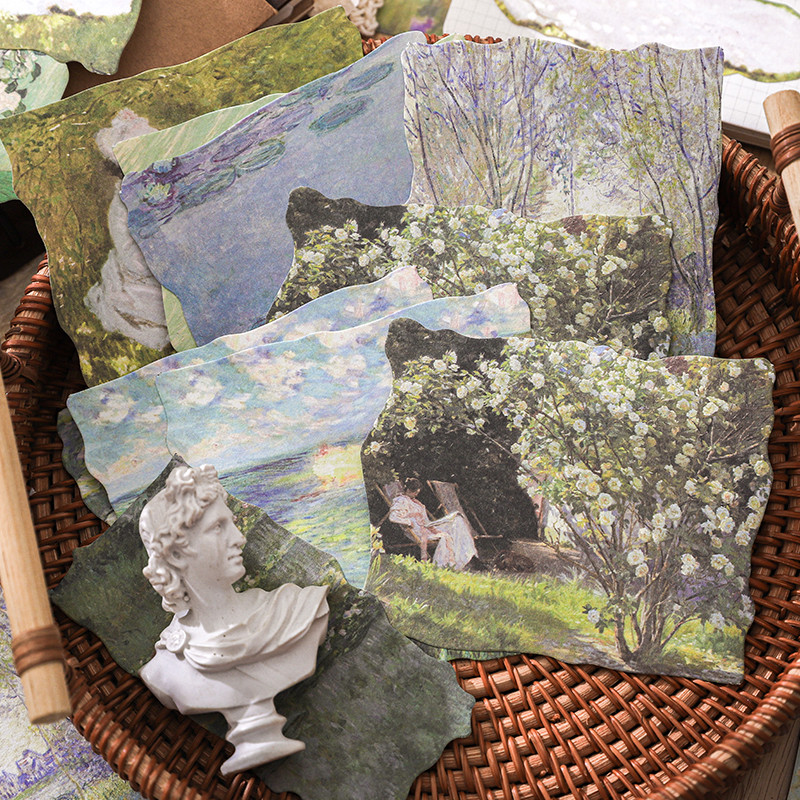 

30 pcs Oil painting landscape Vintage material paper Decorative Diary DIY Scrapbooking Decor Junk Journal Planner Art paper