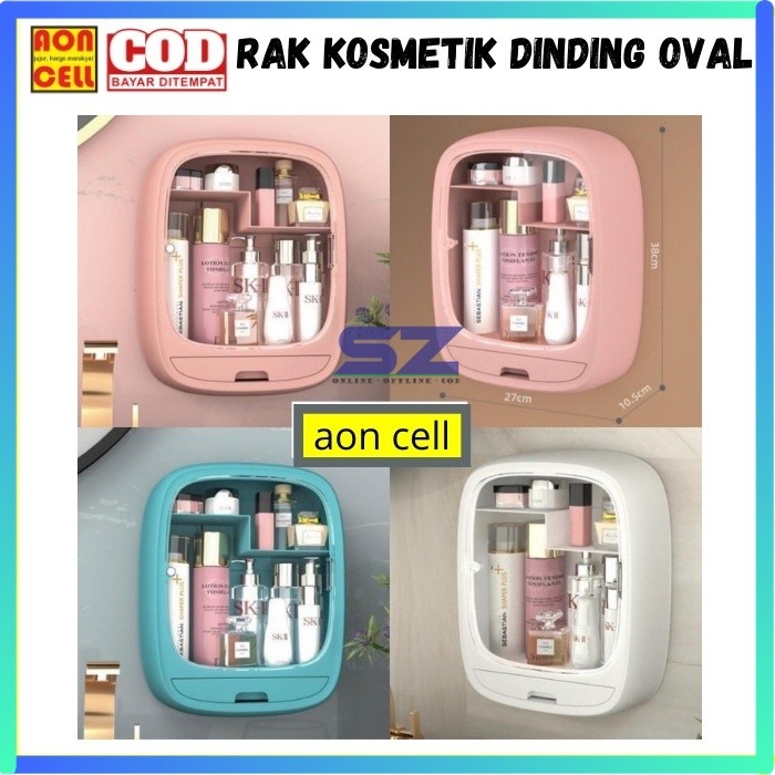 Rak Kosmetik Gantung Dinding oval Tempat makeup Organizer Kamar Mandi