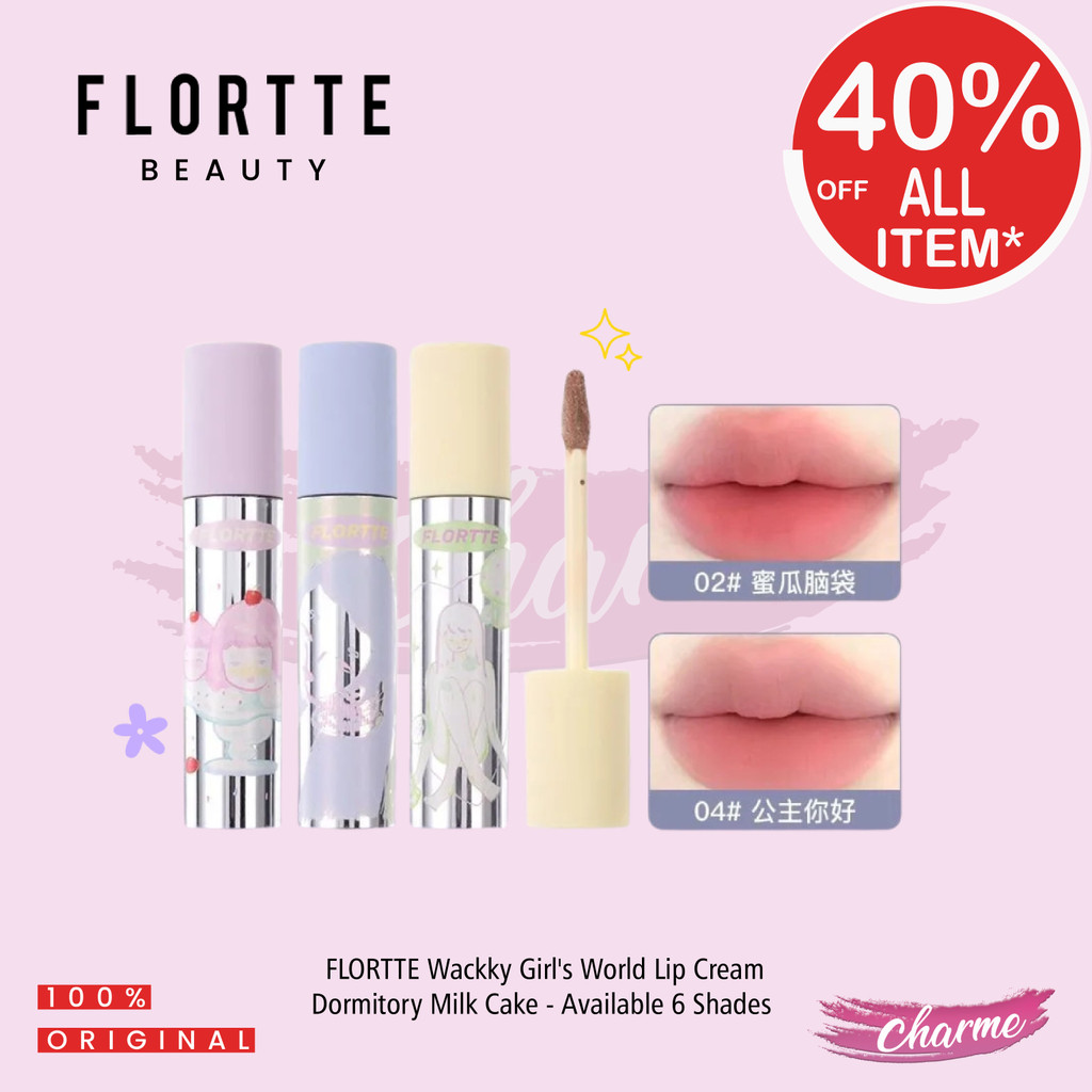 Flortte Wackky Girl's World Lip Cream Dormitory Milk Cake Lip Cream Lipstick Lip Clay Liptint Pewarn