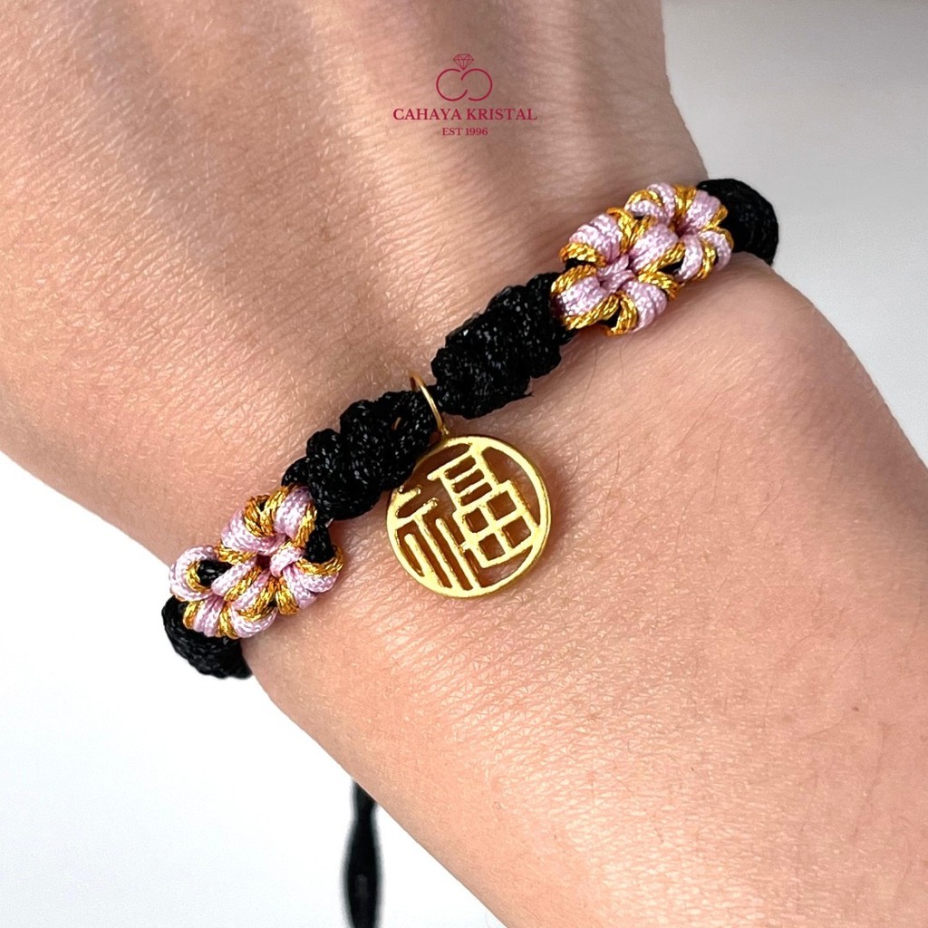 Gelang Tali Emas Charm Fu 24k - Gold Bracelet