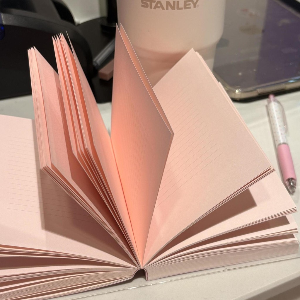 

A6 small notebook light pink & light blue & light green horizontal line inner page student notepad diary soft leather cover