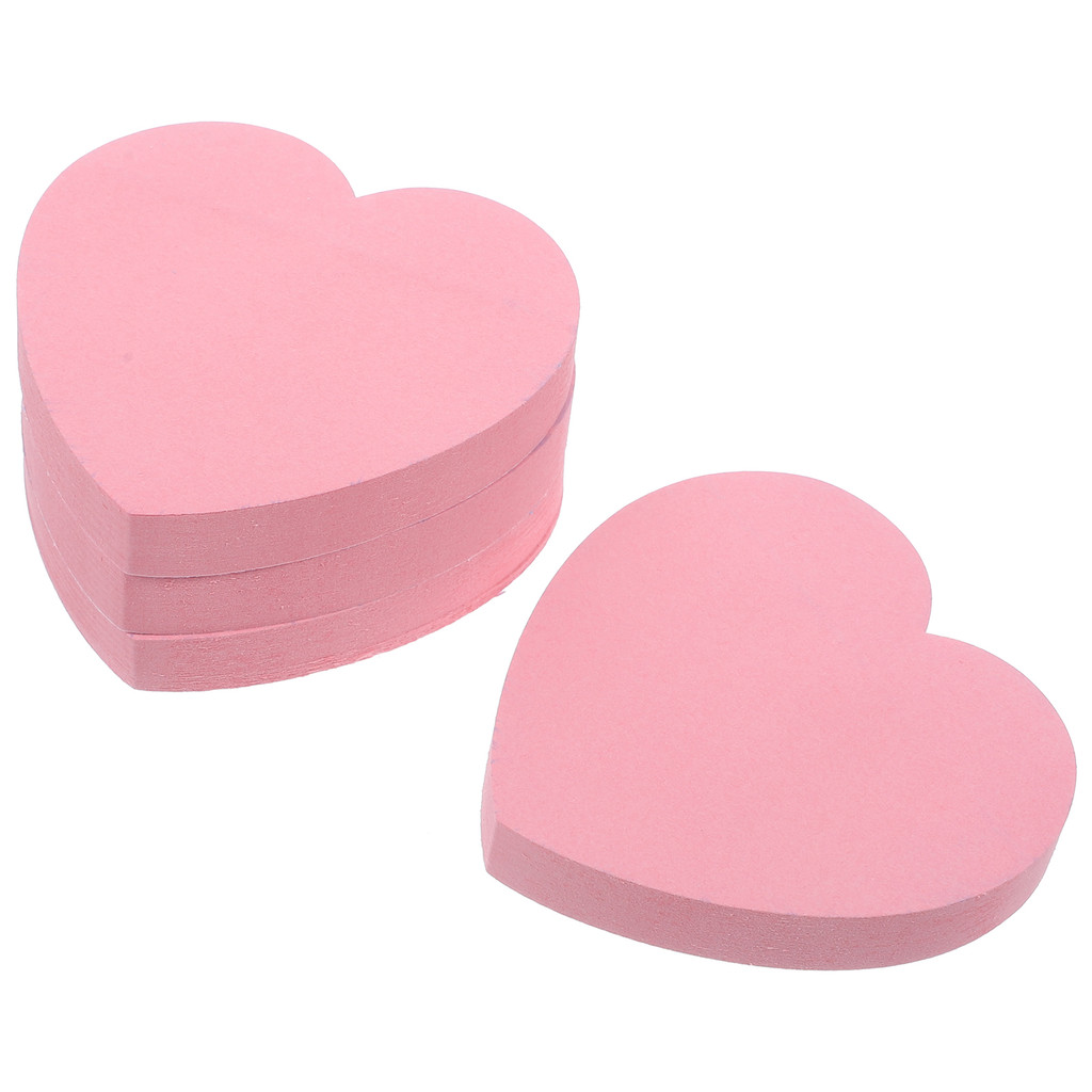 

4 Books Love Notebook Pink Sticky Notes Message Student Office Notepads Stickers Heart Shaped Paper Portable