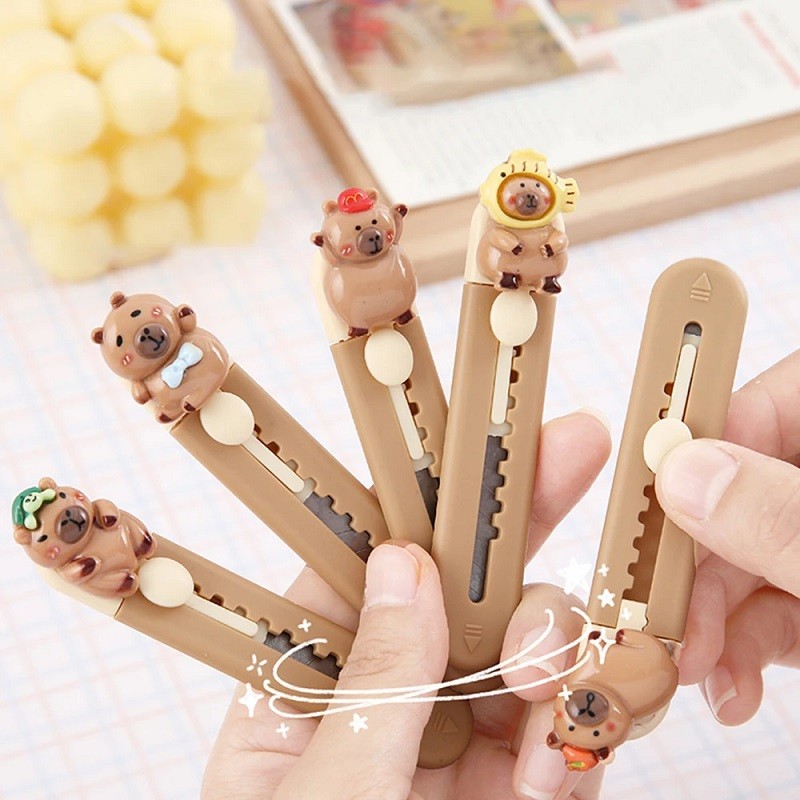 

Cute Plastic Capibara Cutter Cartoon School Office Supplies Paper Cutting Tool Mini Retractable Letter Opener