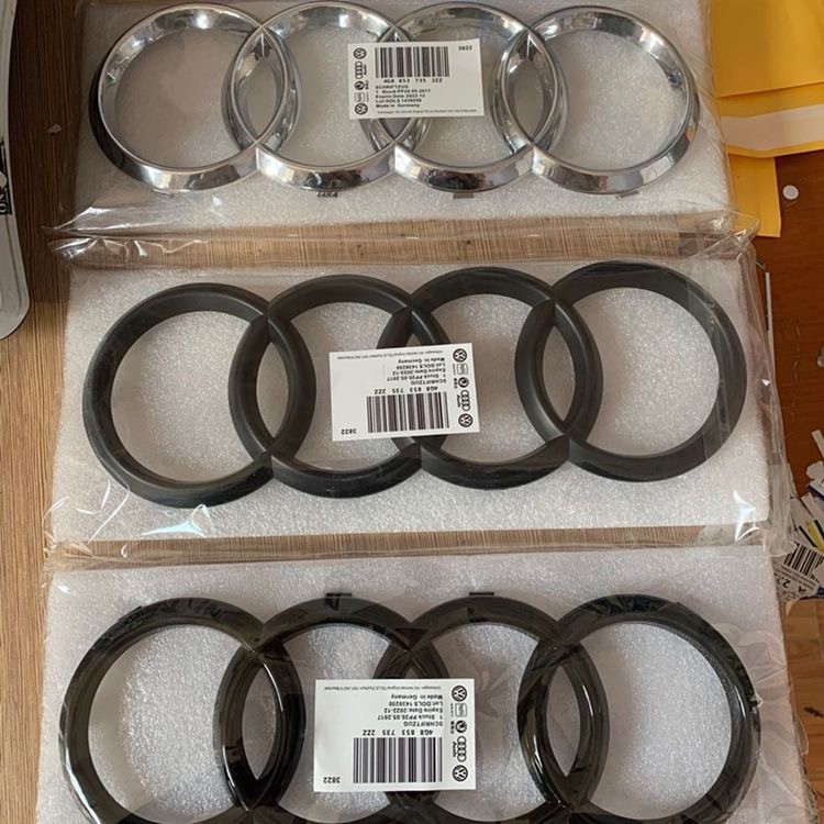 

1pc Black/Silver 4-Ring ABS Car Hood Front Bonnet Grill Rear Trunk Emblem Logo Sticker For Au A3 A4 A5 A6 A7 Q2 Q3 Q5 Q8 TT